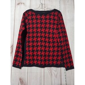 The Limited Sweater Ladies Medium Houndstooth Red Navy Pullover Knit‎ Top
